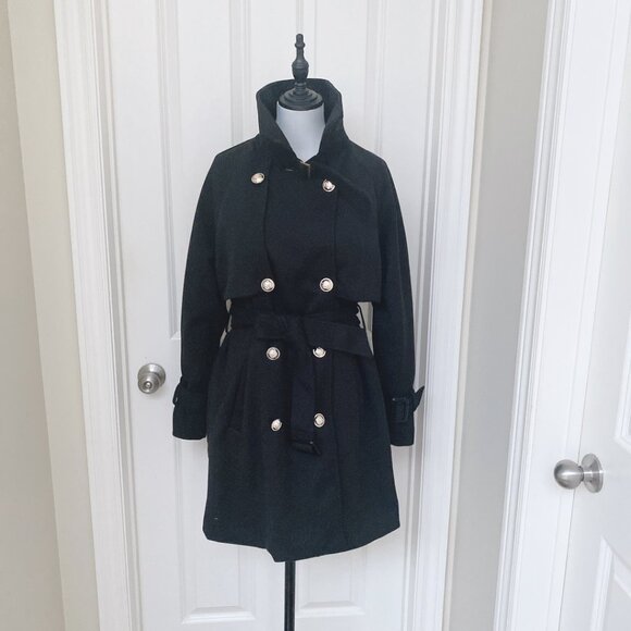 NWT Women's Double Breasted Long Sleeve Lapel Belt Quilted Trench Coat Jacket - Picture 8 of 9